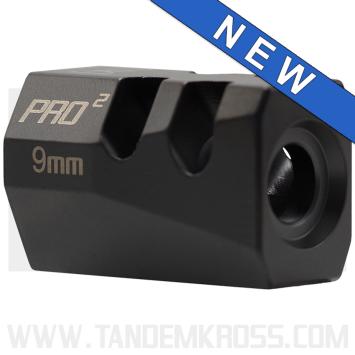 Tandemkross Game Changer PRO Squared 9mm Compensator for Ruger PC Carbine and other 9mm Firearms Black
